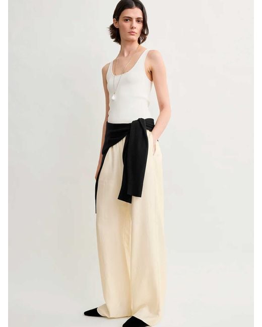 Totême White Monogram Wide Leg Trousers