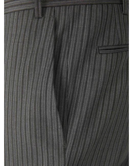 Canali Gray Striped Wool Trousers for men