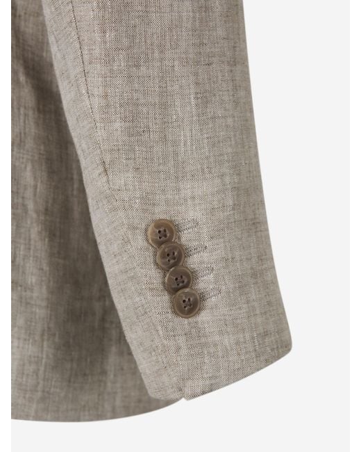 Santa Eulalia Gray Plain Linen Suit for men