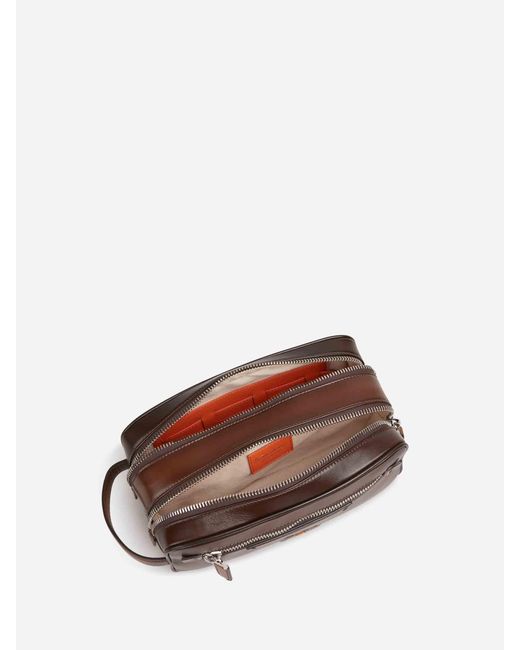 Neceser Cremallera Piel Santoni de hombre de color Brown