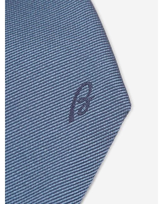 Brioni Blue Plain Silk Tie for men