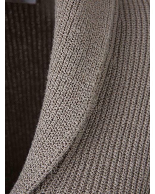 Brunello Cucinelli Gray Cotton Knit Cardigan for men