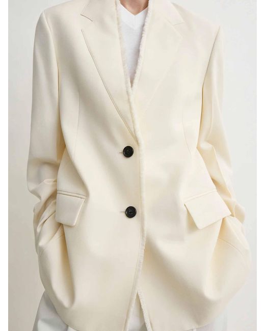 Totême White Frayed Straight Blazer