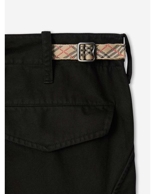 Burberry Black Cotton Cargo Trousers for men
