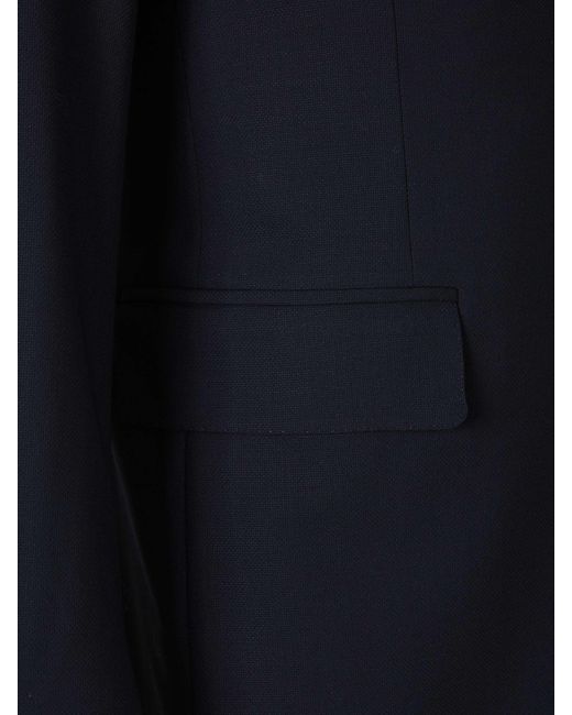 Canali Blue Straight Wool Blazer