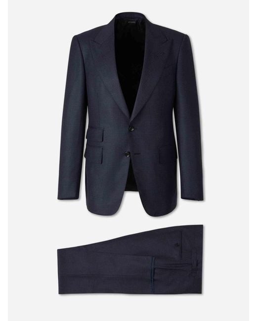 Tom Ford Blue Straight Wool Suit for men