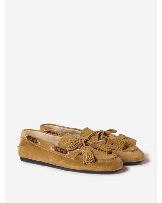 Miu Miu Gray Deck Suede Loafers