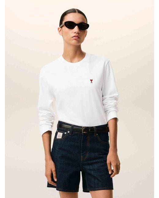 AMI White Long Sleeve T-Shirt