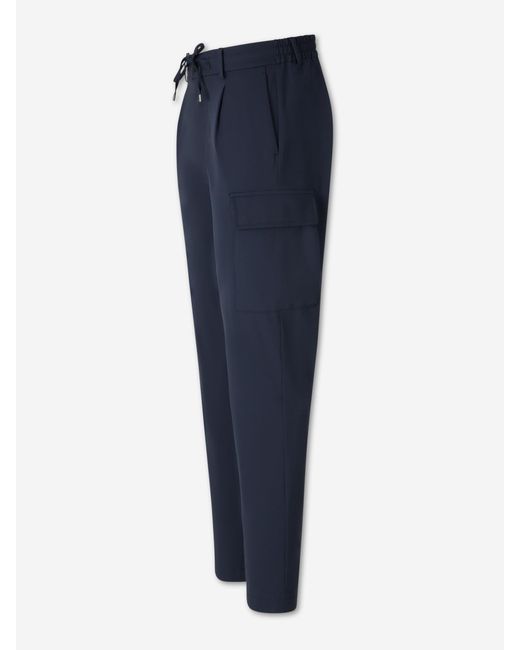 Berwich Blue Straight Cargo Pants for men