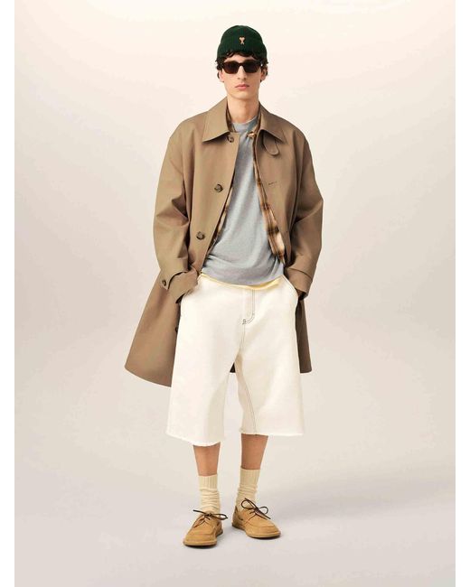 AMI Natural Wide Leg Cotton Bermuda Shorts for men