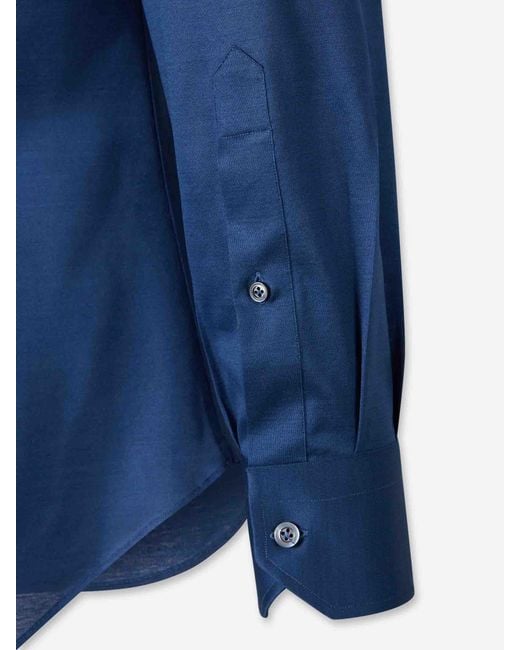 Fray Mikrostrickhemd in Blue für Herren