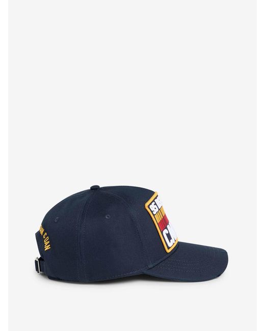 DSquared² Blue D2 Patch Cap for men