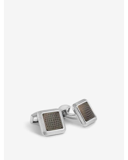 Tateossian White Diamond Giza Square Cufflinks for men