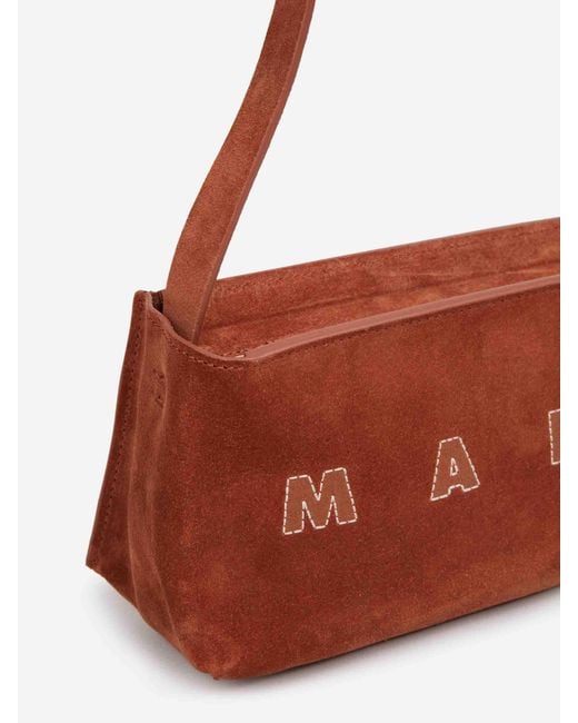 Marni Red Rectangular Suede Bag
