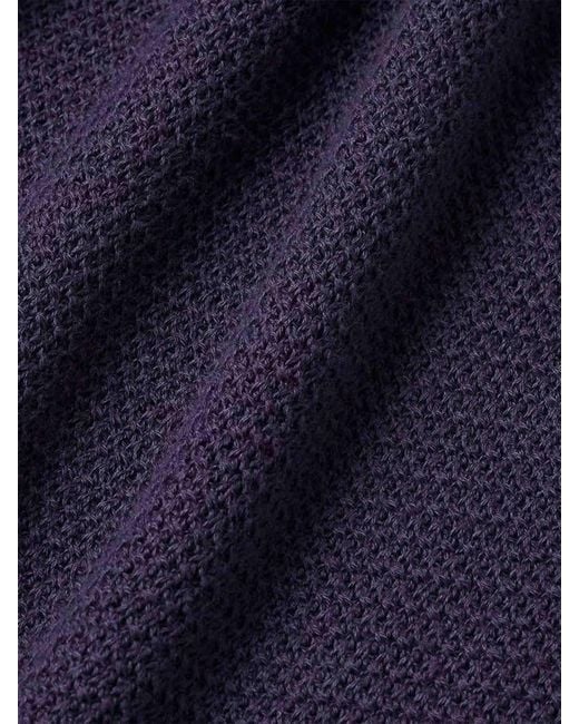 Zegna Blue Knitted Polo Shirt for men