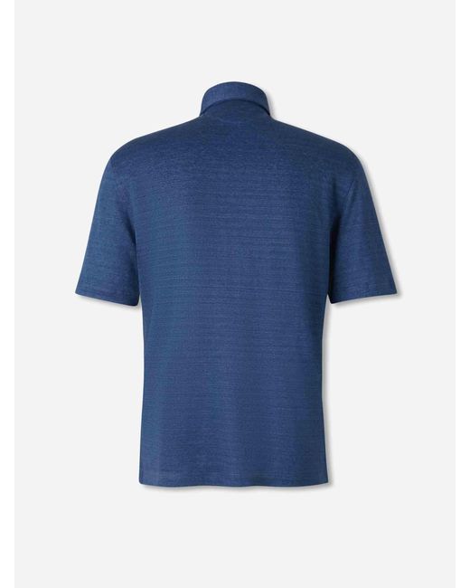 Brunello Cucinelli Blue Short-Sleeve Polo Shirt for men