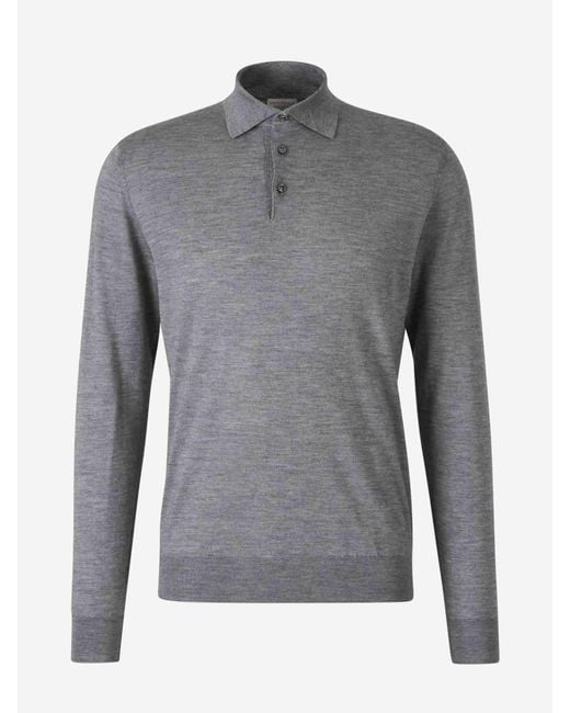 Santa Eulalia Gray Cashmere And Silk Polo for men