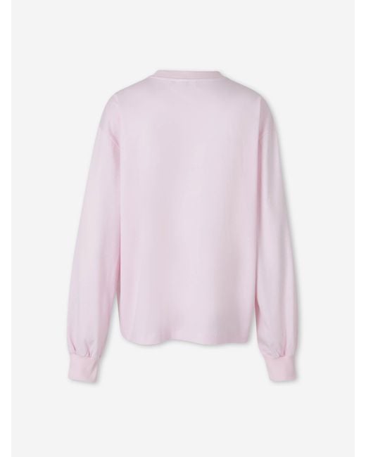 Ganni Pink Long Sleeve T-Shirt Crab