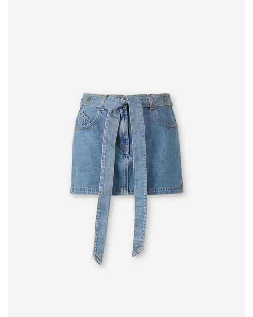 The Attico Blue Denim Mini Skirt