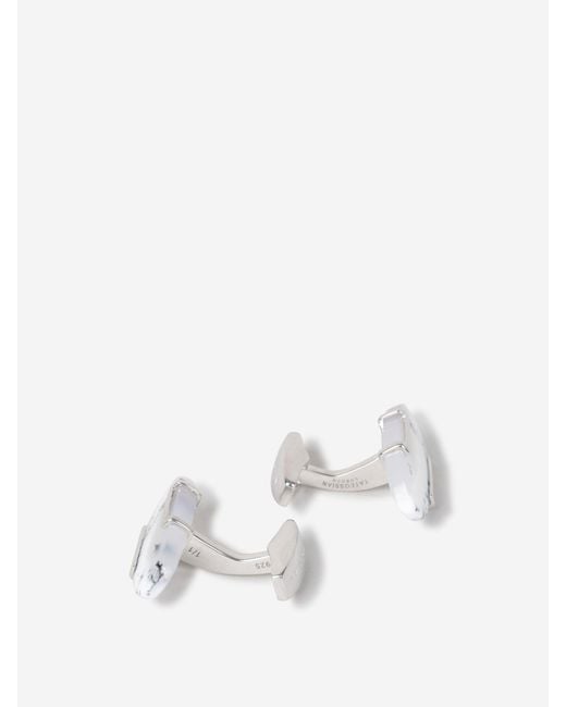 Tateossian White Dendritic Oval Cufflinks for men