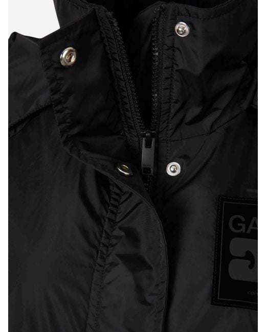 Ganni Black Long Technical Parka