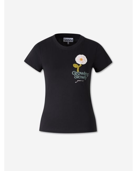 Ganni Black Round Neck T-Shirt