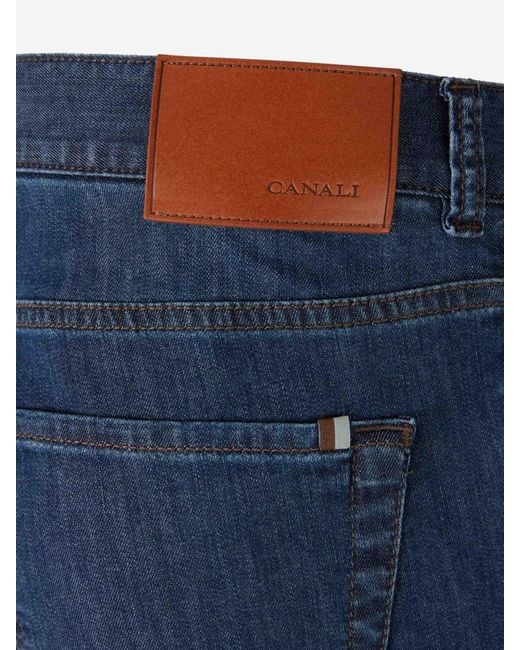 Canali Blue Cotton Straight Leg Jeans for men