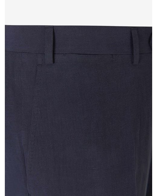 Canali Blue Linen And Silk Trousers for men