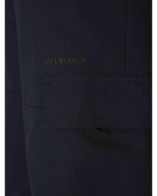 Balenciaga Blue Wide Leg Pants Cargo for men