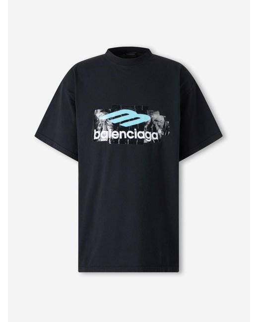 Balenciaga Black Round Neck T-Shirt for men
