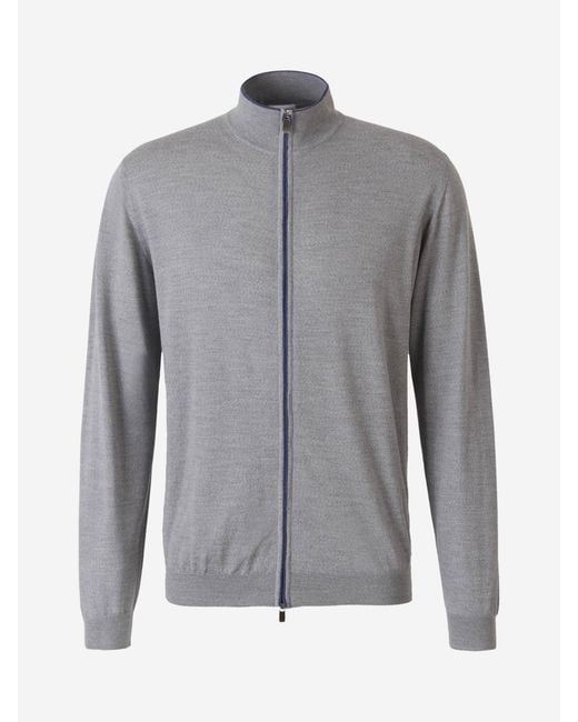 Santa Eulalia Gray Wool Knit Cardigan for men