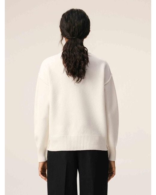 AMI Natural Wool Logo Cardigan