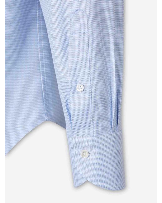 Canali Blue Plain Cotton Shirt for men