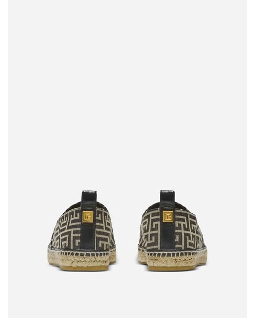 Balmain Gray Monogram Jacquard Espadrilles for men