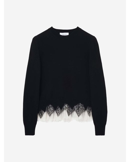 Alexander McQueen Blue Kaschmir-Spitzenpullover