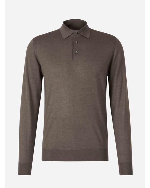 Santa Eulalia Brown Cashmere And Silk Polo for men