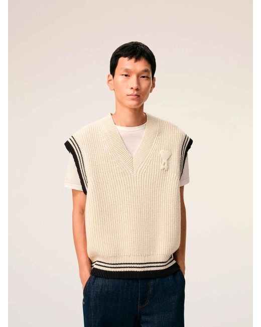 AMI Natural Wool Knit Vest for men