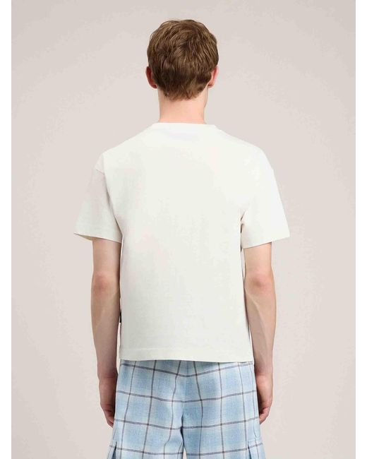 Palm Angels White Printed Collar T-Shirt for men