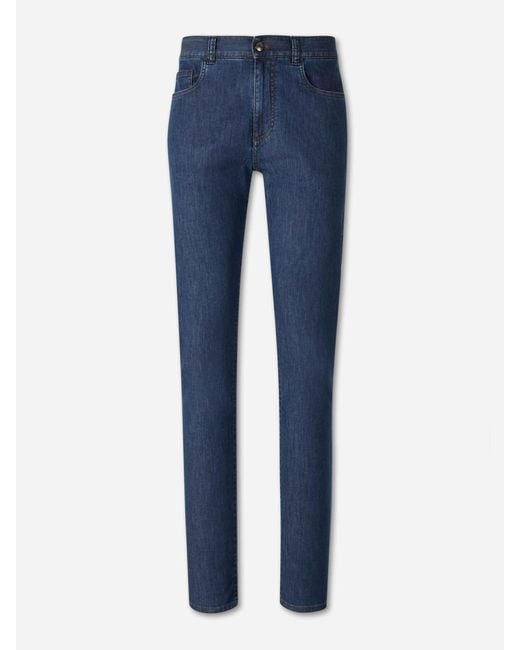 Canali Blue Cotton Straight Leg Jeans for men