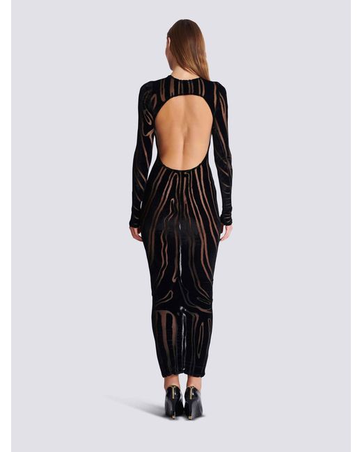 Balmain Black Maxikleid Aus Samt