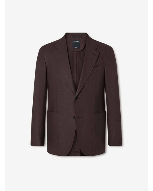Zegna Brown Blazer Straight Smooth for men