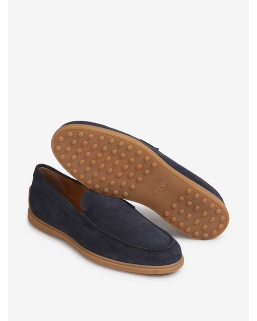 Tod's Blue Suede Slipper Loafers for men
