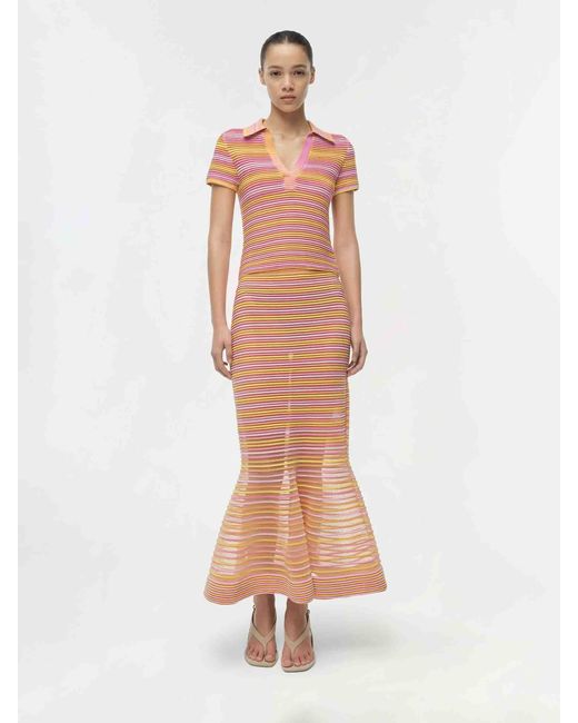 Jonathan Simkhai Pink Sullivan Midi Skirt