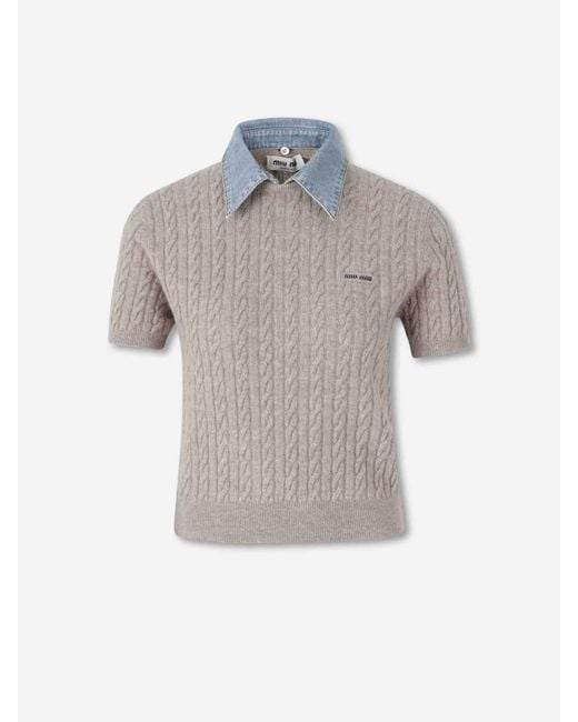 Miu Miu Gray Polo Neck Sweater