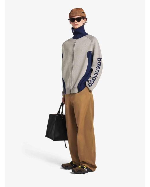 Balenciaga Blue Zip-Up Knit Cardigan for men
