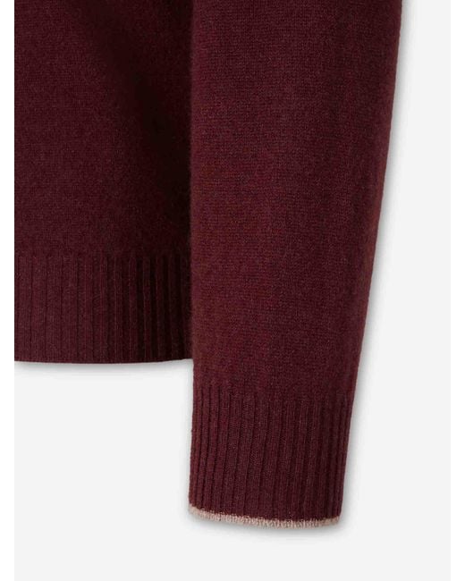 Santa Eulalia Red Cashmere Crew Neck Sweater for men