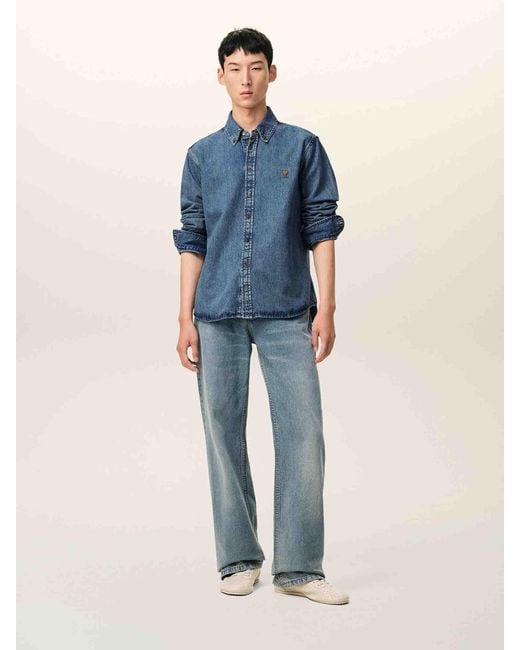 AMI Blue Casual Denim Shirt for men