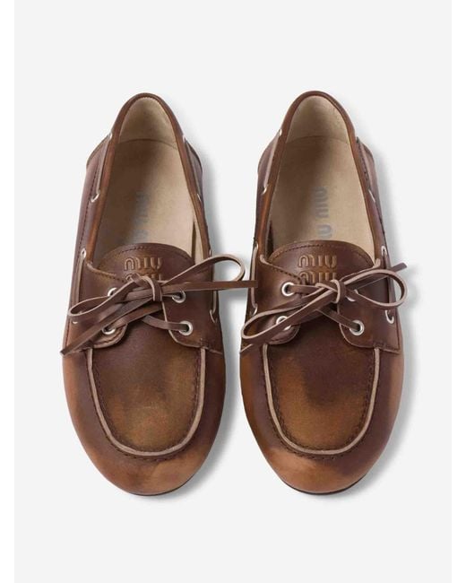 Miu Miu Brown Deck Loafers