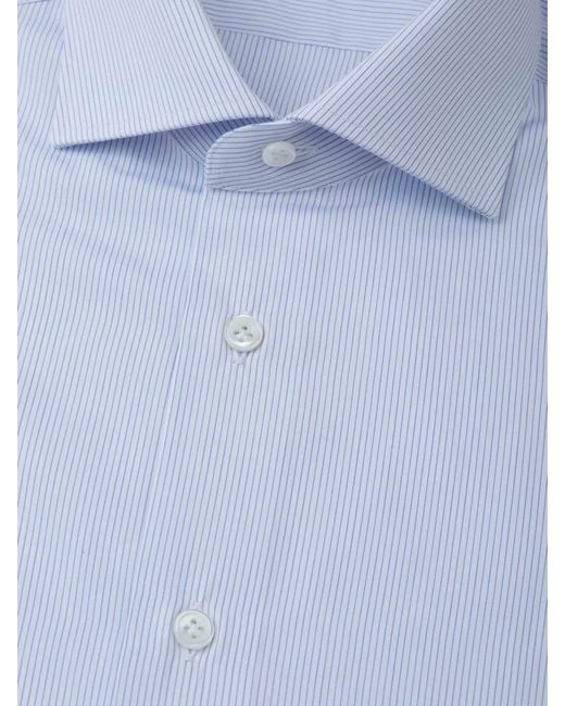 Santa Eulalia Blue Striped Cotton Shirt for men