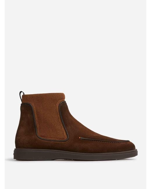 Bottes Chelsea Daim Santoni pour homme en coloris Brown